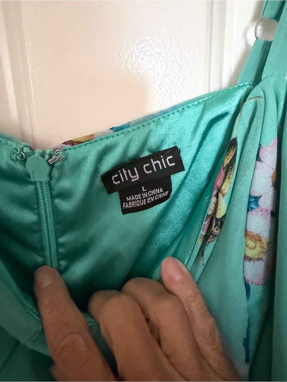 City Chic Aqua Floral Spaghetti-Strap Dress - Picture 5 of 6